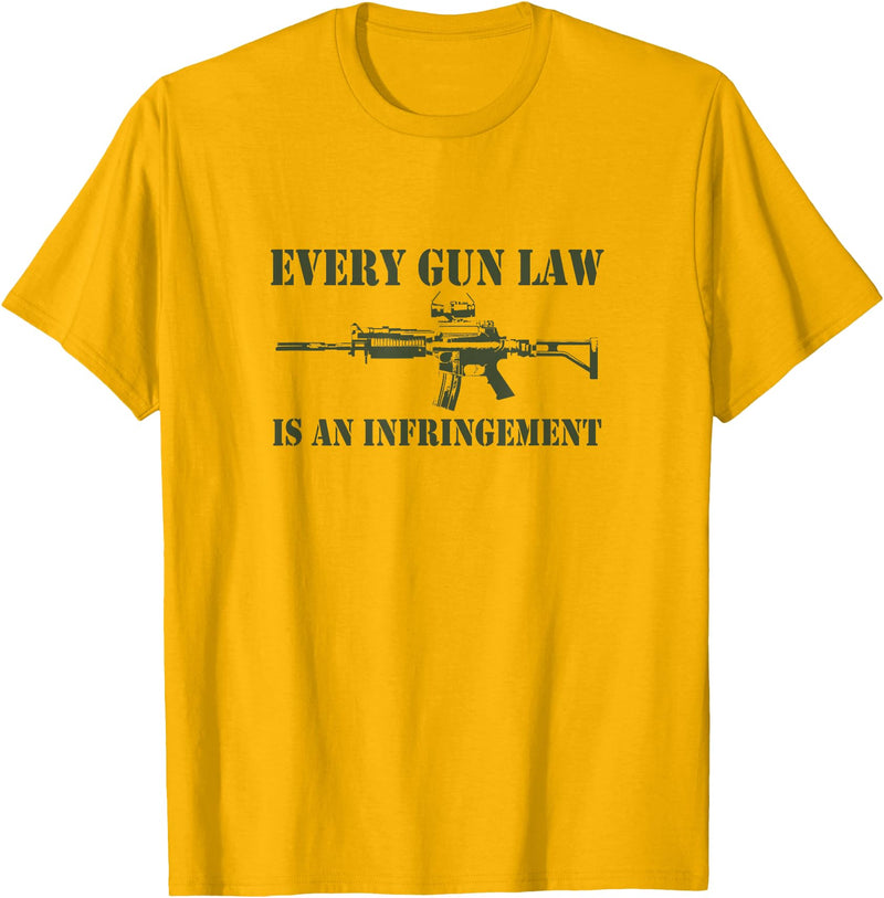 Tronic Tees M4A1 Every Gun Law Is An Infringement 2nd Amendment T-Shirt - Golden Yellow