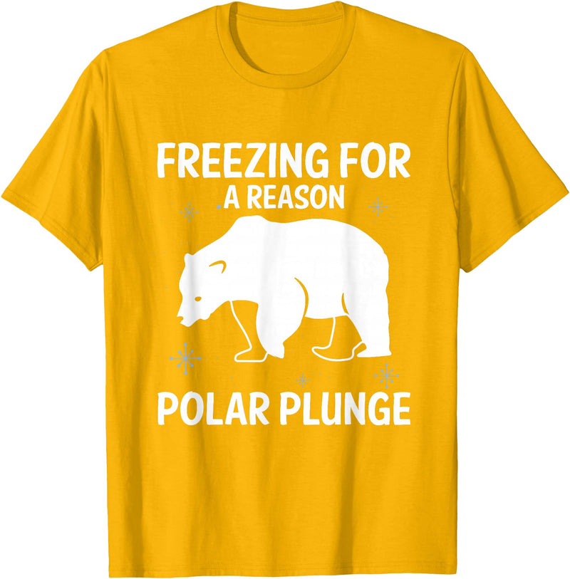 Global Warming Awareness Arctic Winter Ice Freezing For A Reason Polar Plunge Ice Bear T-Shirt - Golden Yellow