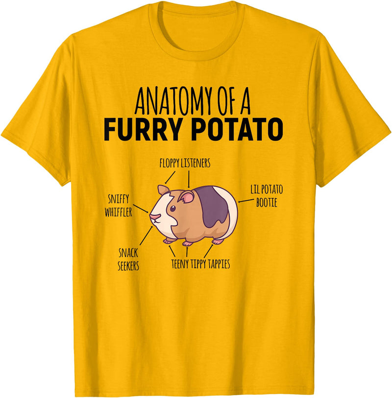 Sweet Anatomy of a Furry Potato Guinea Pig Gifts Anatomy Of A Furry Potato Guinea Pig Lover T-Shirt - Golden Yellow