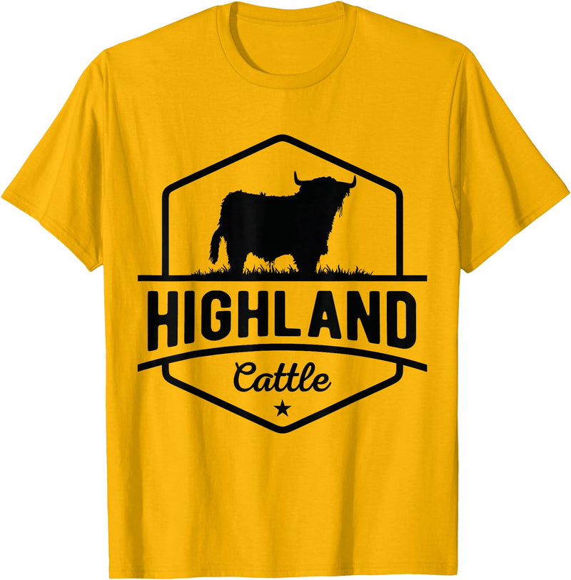 Farm Highland Cow Men Cattle Clothing Agriculture Scottish Highland Cow for Cattle Farmers T-Shirt - Golden Yellow