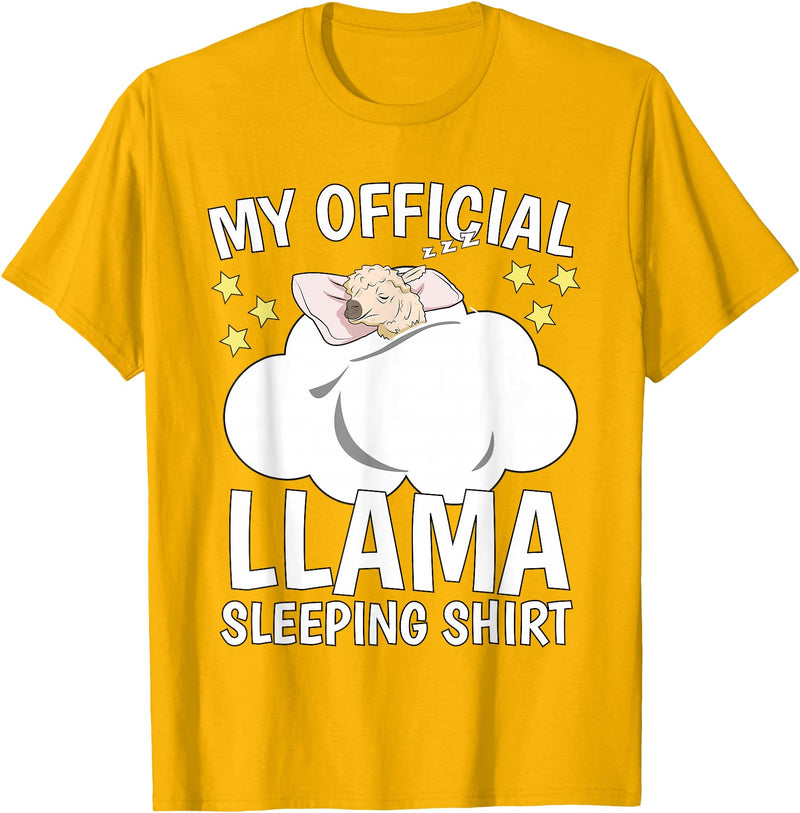 Llama Sleeping Wear Kids, Women & Men Official Sleeping Shirt Sleep Shirt Pajama Naps PJ Llama T-Shirt - Golden Yellow