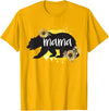 Classy Mom Quotes Co. Mama Bear Sunflower Cute Watercolor Best Mom Ever Theme T-Shirt - Golden Yellow