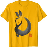 Cute Rabbit Lover Bunny Graphic T-Shirt (White) in Golden Yellow