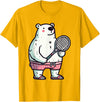 Polar Bear Racket Ball Animal Playing Tennis Polar Bear Tennis Club Animals Sport Tournament T-Shirt - Golden Yellow