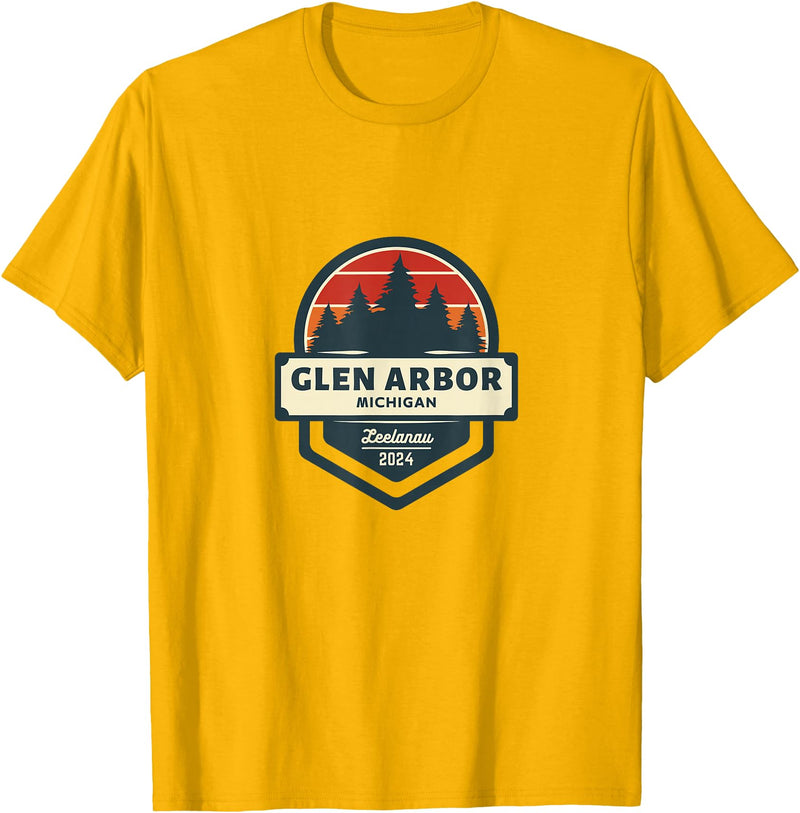 Glen Arbor, MI | Glen Lake Michigan | Sleeping Bear Dunes T-Shirt - Golden Yellow