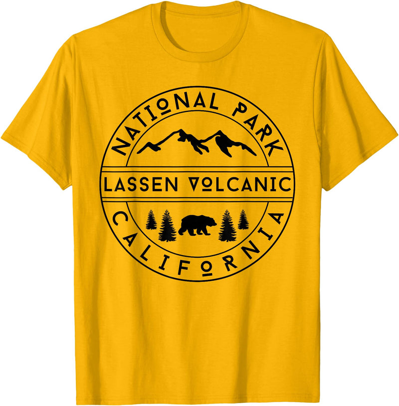 Lassen Volcanic National Park California USA Retro Lassen Volcanic National Park T-Shirt - Golden Yellow