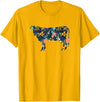 Cow Floral Silhouette Cattle Farm Lover Floral Cow Silhouette Womens Girls Cow Farm Animal T-Shirt - Golden Yellow
