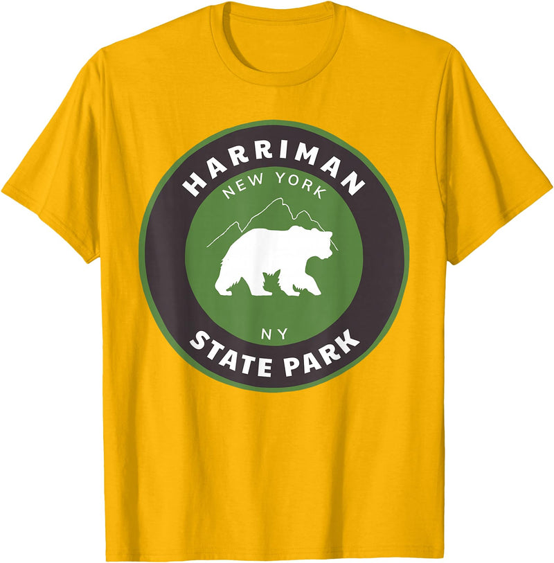 Harriman State Park New York Gift Shop Harriman State Park New York Forest NY Hiking Bear T-Shirt - Golden Yellow