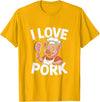 Pig Chef Barbecue Enthusiast Humor I Love Pork Funny Pig Chef Cartoon BBQ T-Shirt - Golden Yellow