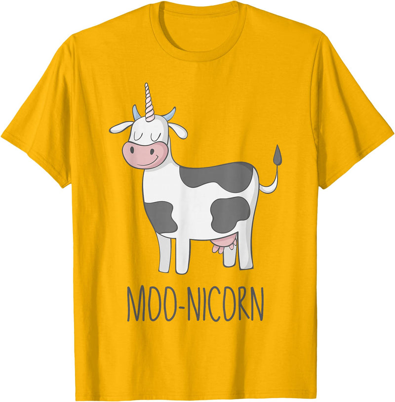 Awesome Cow Unicorn Shirts Moonicorn Funny Cow Unicorn T Shirt for Kids and Adults T-Shirt - Golden Yellow