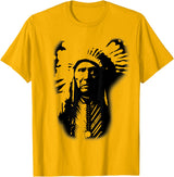 Three Horses Native American Indian Lakota Sioux Chief Three Horses Native American Lakota Sioux Wild West T-Shirt - Golden Yellow