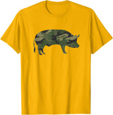 Pig Humor Co. Camo Pig Funny Camouflage Pattern Pig Army Military Colours T-Shirt - Golden Yellow