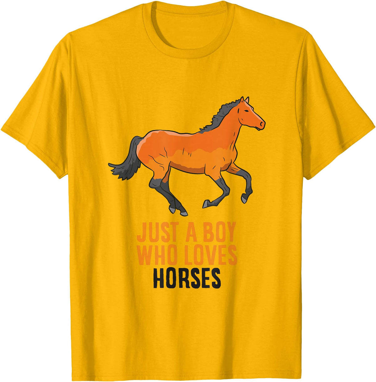 Cool Horse Riding Tees Horse Boy Just A Boy Who Loves Horses Horseback Riding T-Shirt - Golden Yellow