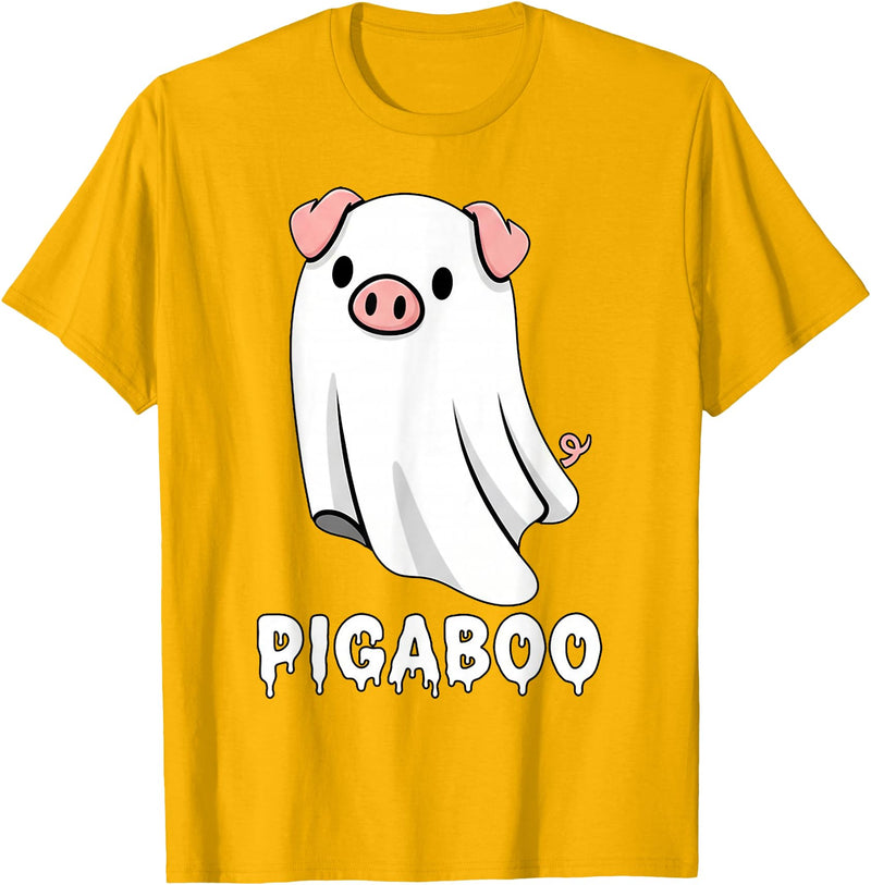 Pig Ghost Boo Halloween Humor By TEERA Funny Pig Ghost Spooky Season T-Shirt - Golden Yellow