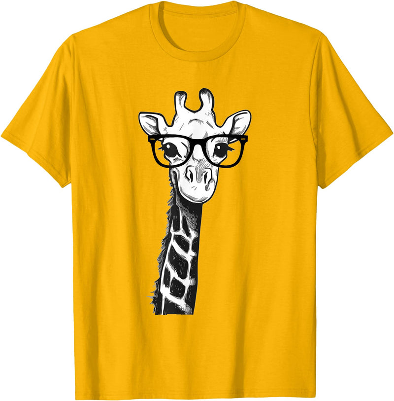 Giraffe with Glasses Zoo Animal Giraffe with Glasses for Zoo Animal Lovers T-Shirt - Golden Yellow