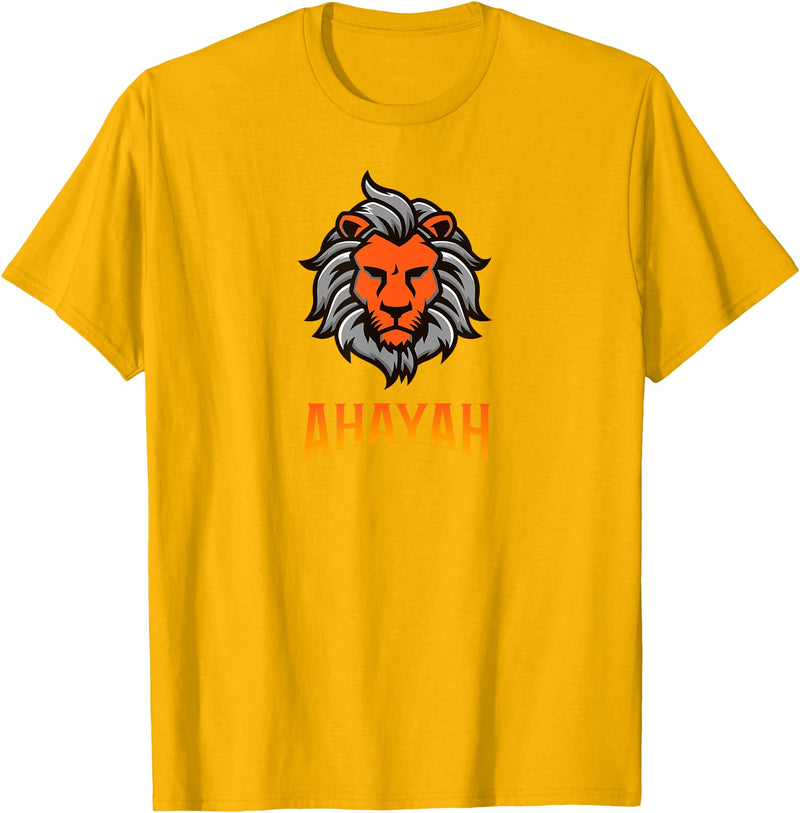 Hebrew Print Ahayah Lion of Judah T-Shirt - Golden Yellow