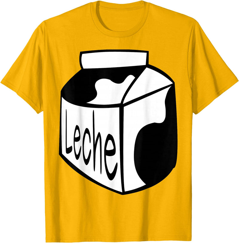 Clever Witty Milk Designs Leche Spanish Milk Carton Dairy Lover T-Shirt - Golden Yellow