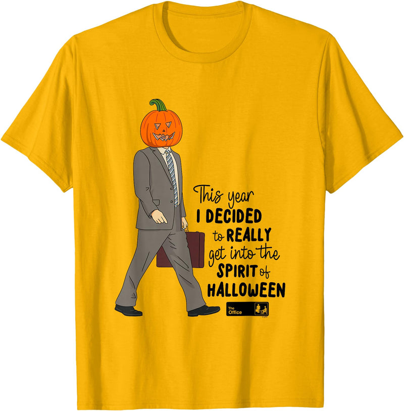 The Office Halloween Spirit Dwight Pumpkin Head T-Shirt - Golden Yellow