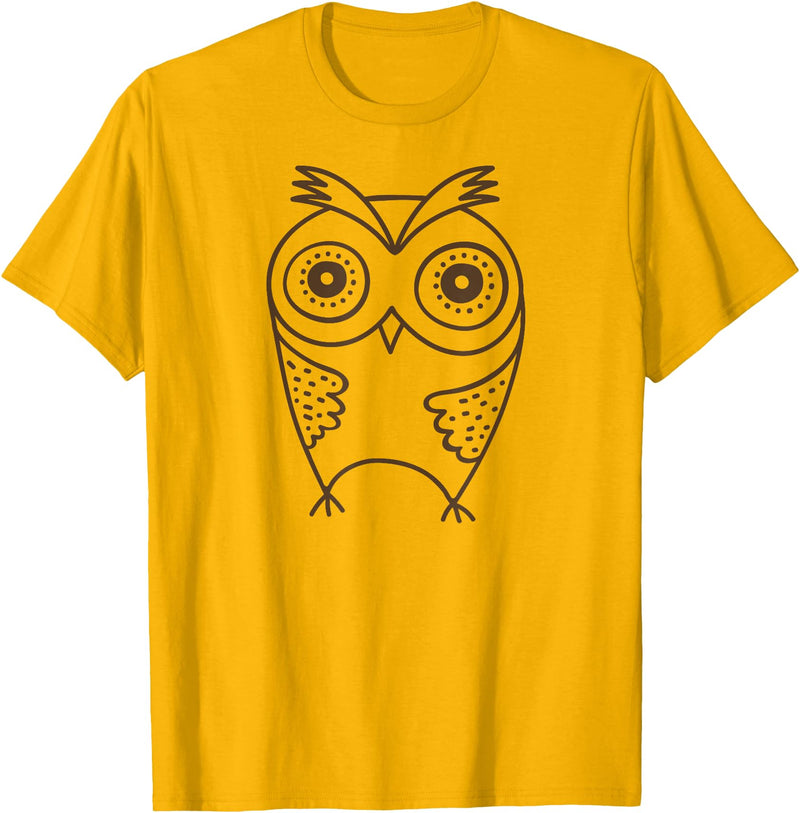 Mel & Bear Owl T-Shirts for Men and Women, Cute Owl Gifts for Birthday T-Shirt - Golden Yellow