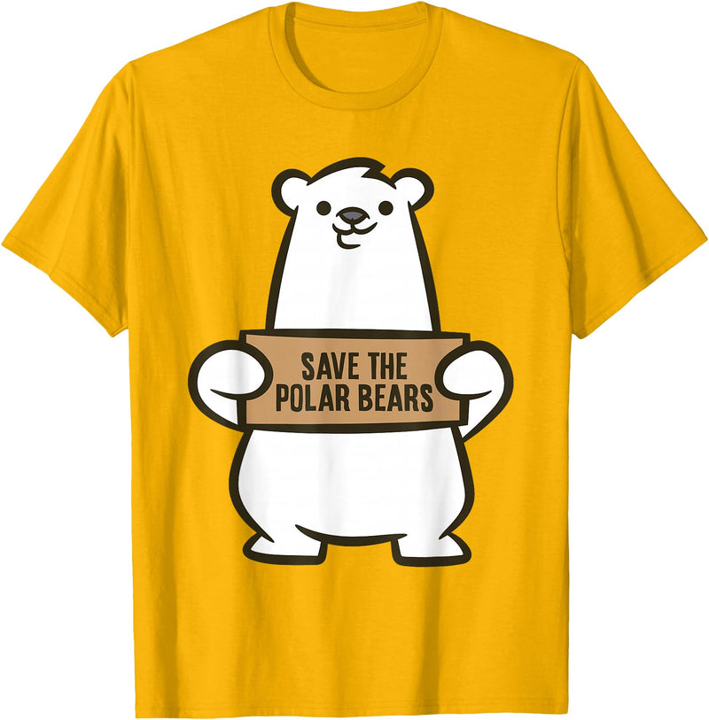 Cute Polar Bear Gifts And Tees Animal Welfare Save The Polar Bears T-Shirt - Golden Yellow