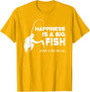 Fishing Fisherman Fisher DA0 Fishing Vintage Happiness Is A Big Fish And A Witness T-Shirt - Golden Yellow
