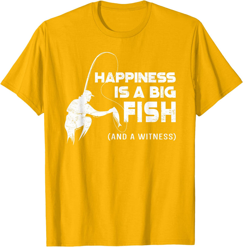 Fishing Fisherman Fisher DA0 Fishing Vintage Happiness Is A Big Fish And A Witness T-Shirt - Golden Yellow