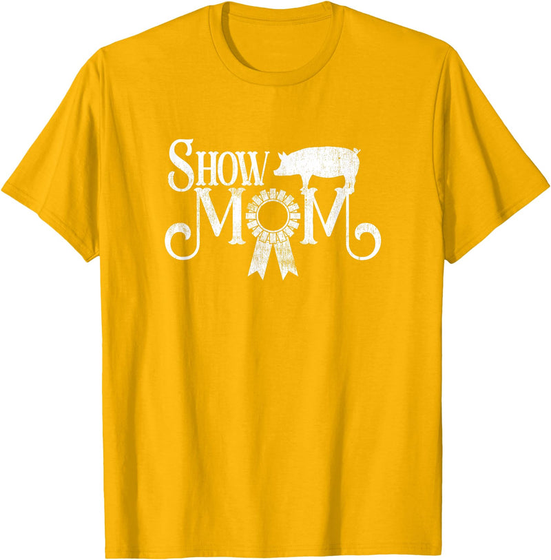 Squatch Design Show Mom Swine Show Pig Lover County Fair Gift Lt. T-Shirt - Golden Yellow