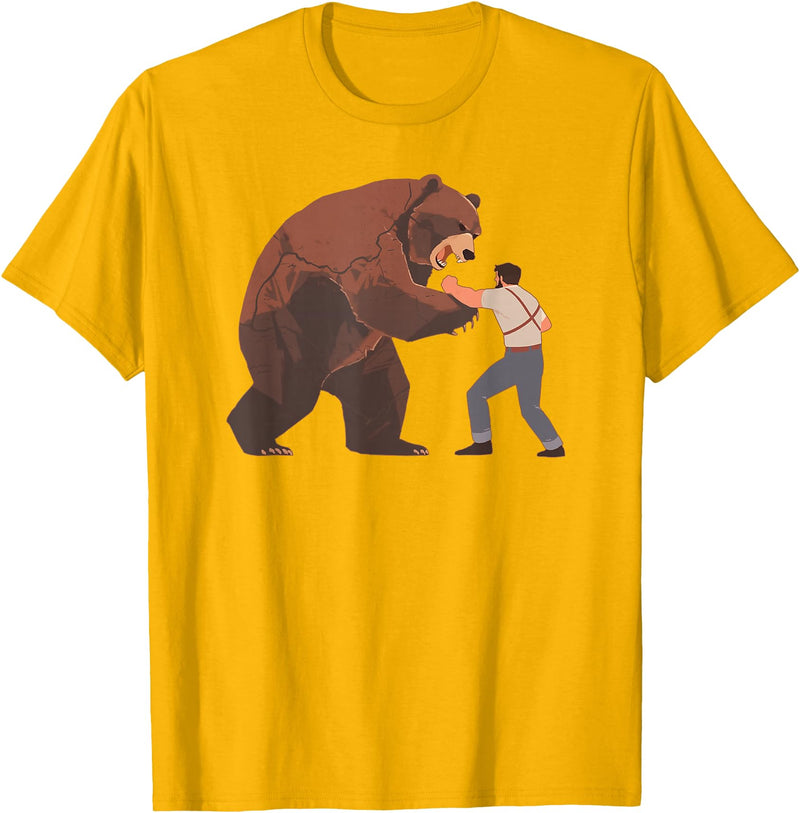Outdoor lover funny outfits Bear Challenge - Funny Man Against Wild Bear Fighting T-Shirt - Golden Yellow