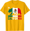 Mexican American US Apparel Co California Bear Mexican Flag State T-Shirt - Golden Yellow