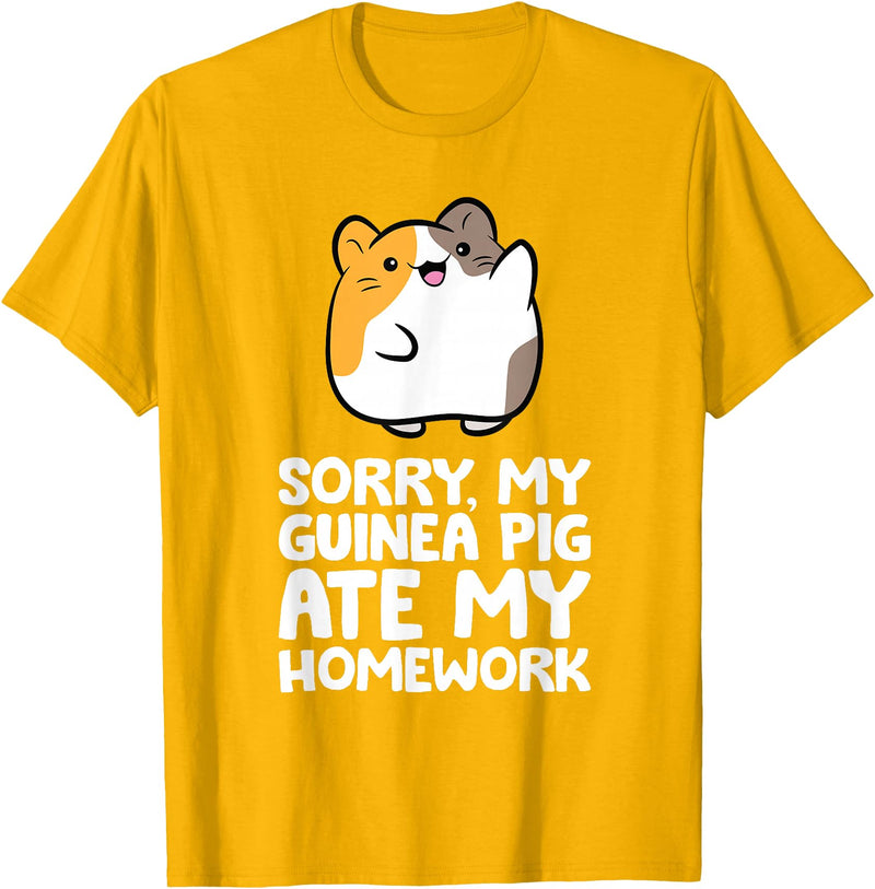Guinea Pig Owner Guinea Pig Homework Sorry My Guinea Pig Ate My Homework T-Shirt - Golden Yellow