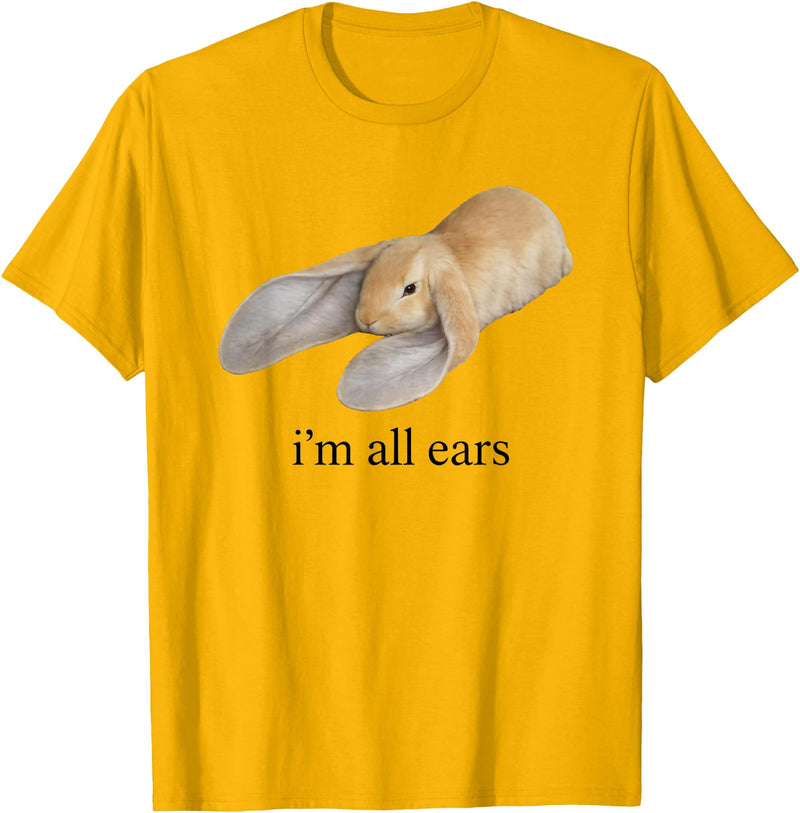 All Ears Bunny Listening Joke Rabbit T-Shirt in Golden Yellow