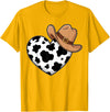 Magical and Funny Western Gifts Western Cow Print Heart Cowboy Cowgirl T-Shirt - Golden Yellow