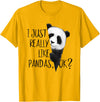 Giant Panda Fan Art SkizzenMonster I Just Really Like Pandas, OK? Funky I Love Panda Bears Art T-Shirt - Golden Yellow