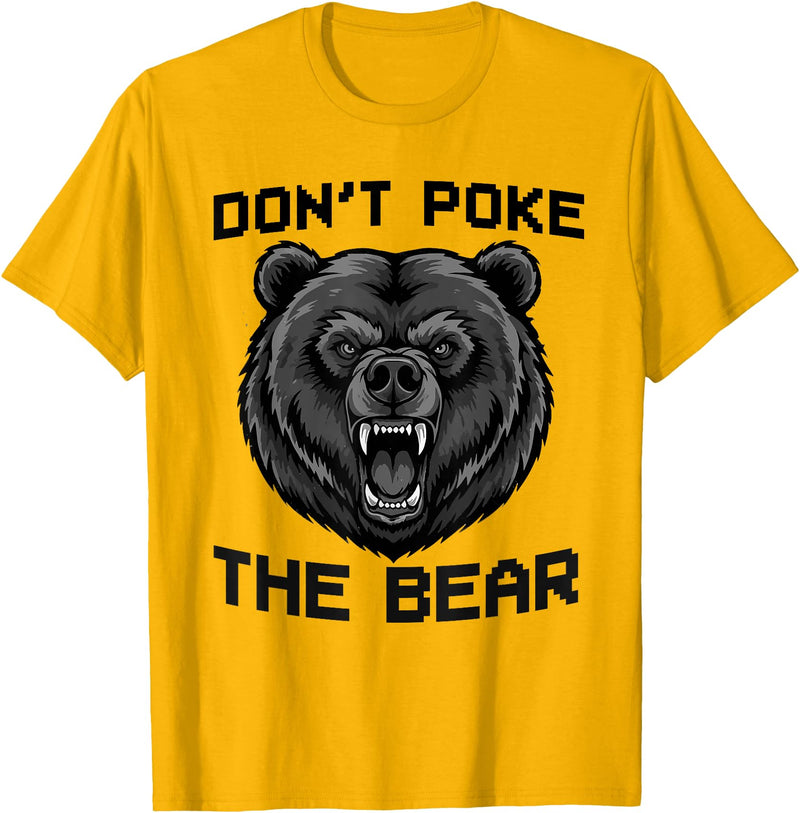 Vintage Wild Bear Attitude Graphic Tees Don’t Poke The Bear California Republic Grizzly Spirit T-Shirt - Golden Yellow