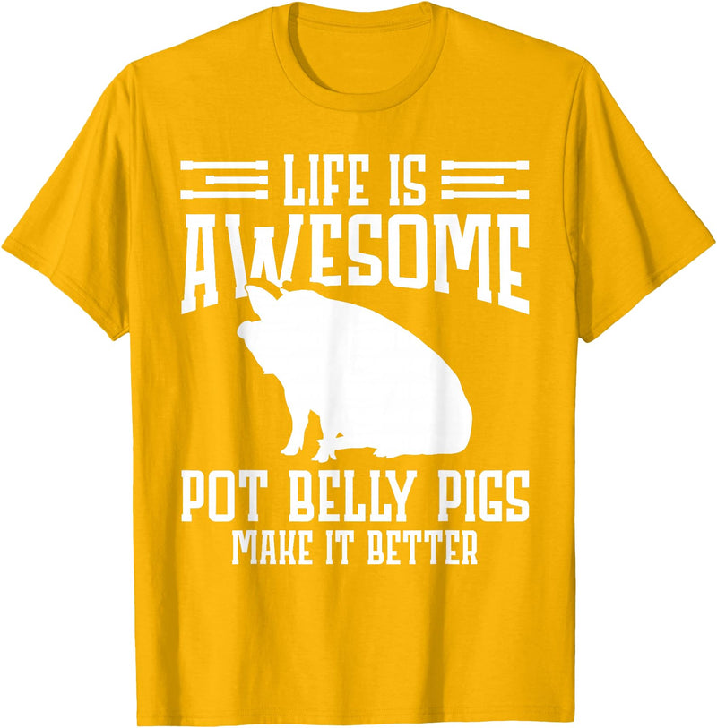 Pot Belly Pig Clothing & Pig Stuffed Animal Pot Belly Pig Enrichment Toys Pig Food Pot Belly Pig Lover T-Shirt - Golden Yellow