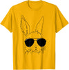 Easter Bunny with Glasses Funny Rabbit Easter Day Men Boys T-Shirt in Golden Yellow