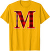 Buffalo Plaid Forever Buffalo Plaid Monogram Letter M Matching Holiday T-Shirt - Golden Yellow