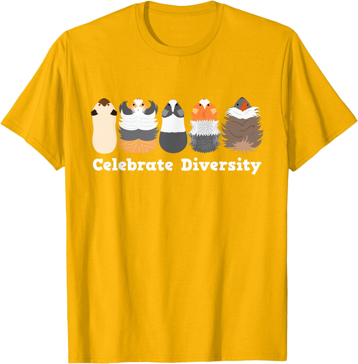 Celebrate Diversity Funny Cute Stuffs for Guinea Pig Lovers T-Shirt - Golden Yellow