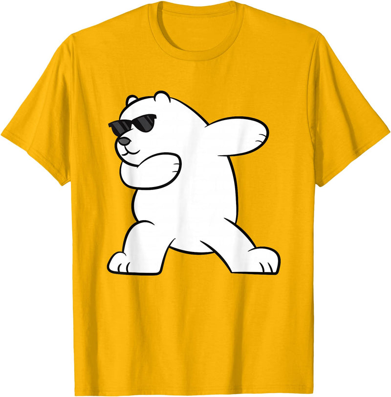 Arctic Polar Bear Tees And Gifts Ice Bear Dabbing Arctic Cute Dabbing Polar Bear T-Shirt - Golden Yellow