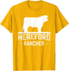Farm and Hereford Cow for Men and Cattle Clothing Hereford Rancher - Hereford Cow For Cattle Farmer T-Shirt - Golden Yellow
