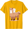 Funny Llama Alpaca Animal Lover Gifts Clothing Llama Alpaca Cat T-Shirt - Golden Yellow