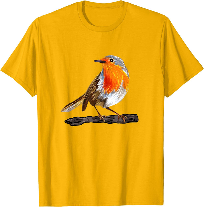 Robin Bird Ornithology Nerd Birding Watcher Robin Bird T-Shirt - Golden Yellow