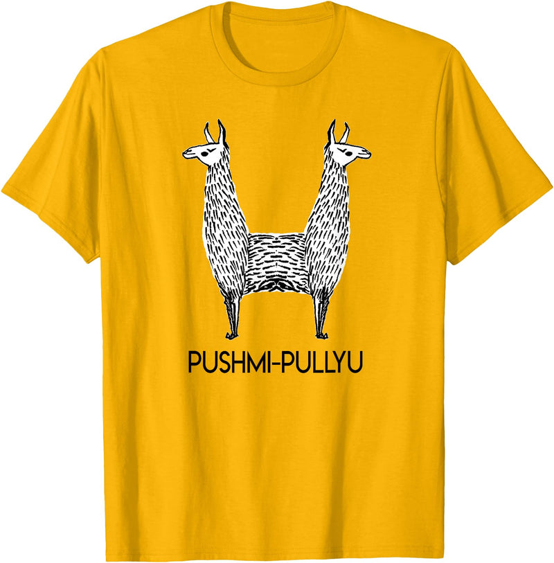Pushmi-Pullyu Llama Funny Alpaca Llama Style, Pushmi-Pullyu Yoga T-Shirt - Golden Yellow