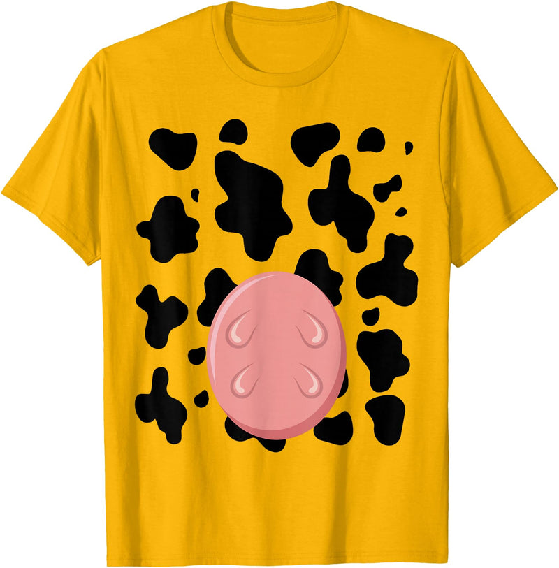 Dairy Milk Farmer Cattle Petting Zoo Humor Costume Funny Cow Utters Costume Easy Calf DIY Halloween Animals T-Shirt - Golden