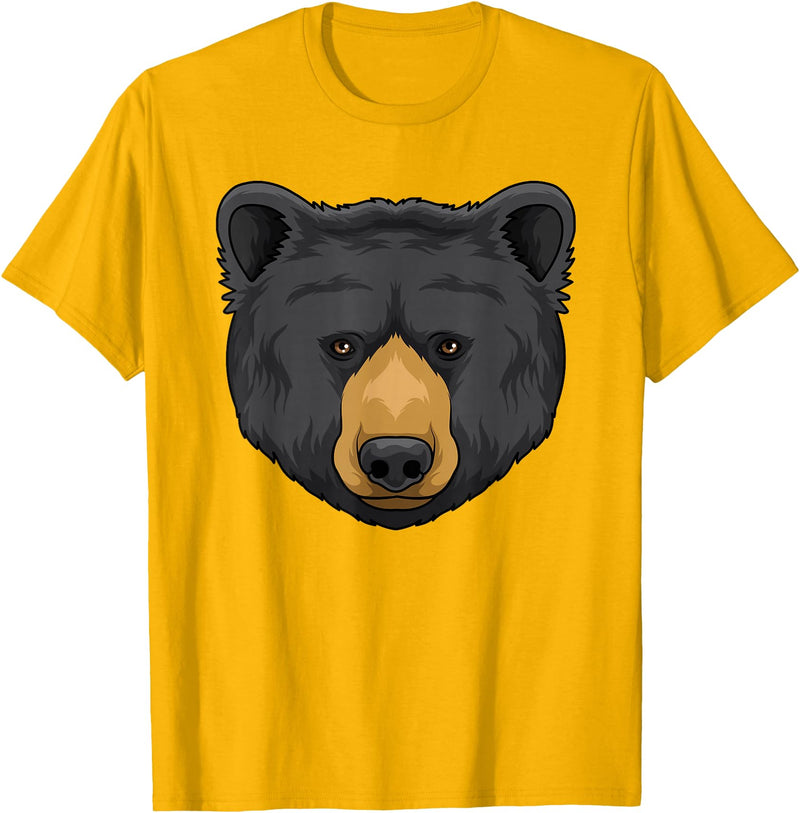 Wowsome! Black Bear Animal Head - Cute Black Bear Lover Women Men T-Shirt - Golden Yellow