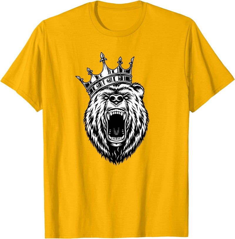 Bear Head - Angry Bear - Bear with a Crown - King of Bears T-Shirt - Golden Yellow