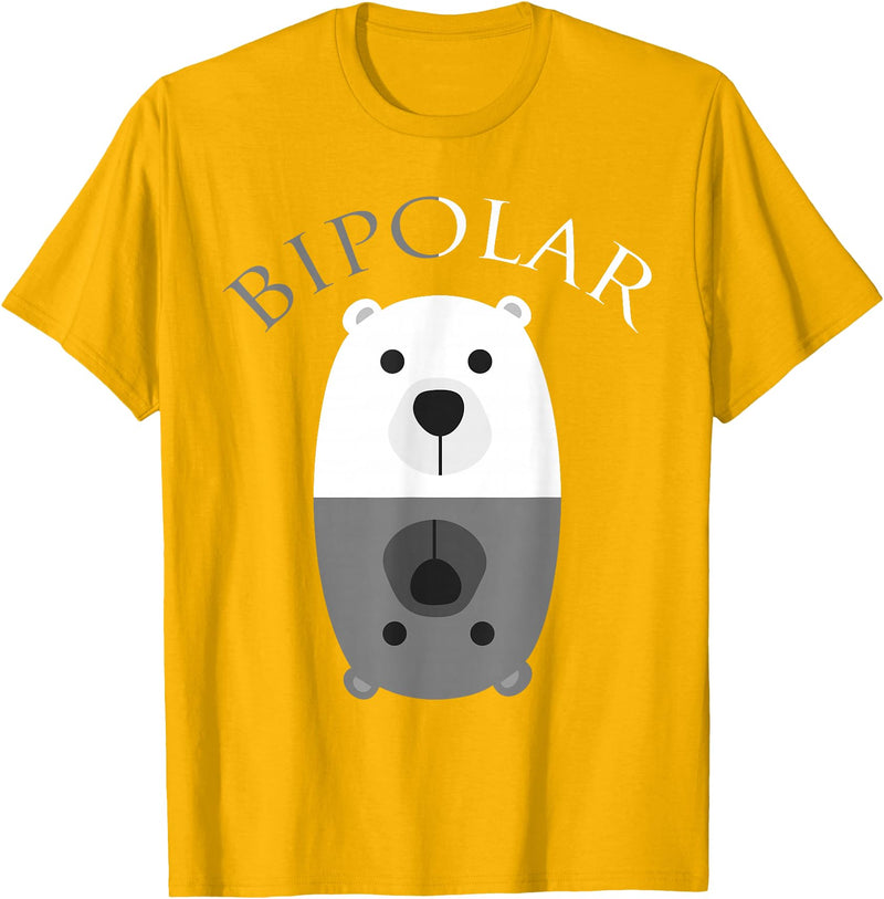 Cool I Love Polar Bears With Bipolar T-shirts Bipolar Shirt | Cute Mental Disorder Polar Bear Tee Gift T-Shirt - Golden Yellow