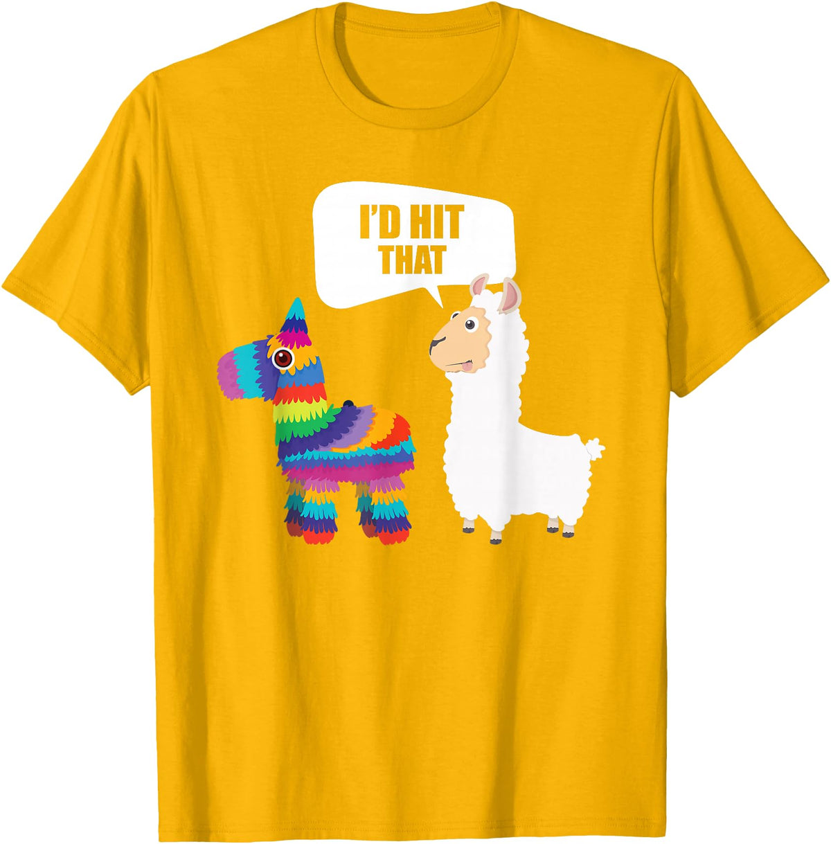 VepaDesigns Cinco De Mayo Shirt Mexican Gift Llama Id Hit That Pinata Mexican Funny Cinco de Mayo Gift T-Shirt - Golden Yellow