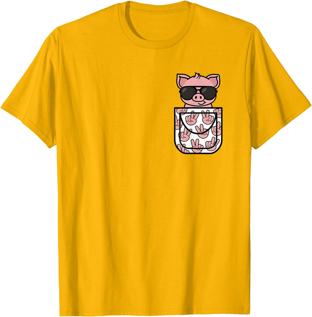KATYLIN Funny Pig Pocket Pig Lover Men Women Boys Girls Kids T-Shirt - Golden Yellow