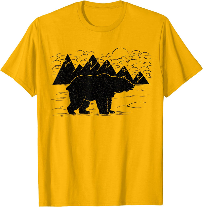 Black Bear Wildlife Animal Wilderness Graphic T-Shirt - Golden Yellow